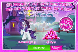 Size: 1038x694 | Tagged: safe, gameloft, idw, official, character:rarity, advertisement, costs real money, doctor doomity, idw showified, ponies of dark water, sale