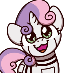 Size: 1000x1000 | Tagged: safe, artist:sugar morning, character:sweetie belle, species:pony, species:unicorn, sweetie bot, cat face, cat smile, cute, diasweetes, female, filly, looking at you, robot, robot pony, simple background, smiling, solo, sugar morning's smiling ponies, transparent background, weapons-grade cute