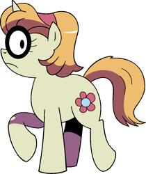 Size: 830x989 | Tagged: safe, artist:vgc2001, idw, species:pony, species:unicorn, background pony, female, filly, flower, glasses, little witch academia, lotte yanson, ponified, unnamed pony