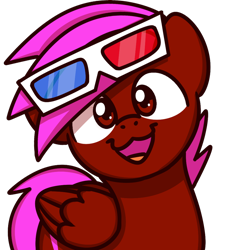 Size: 894x894 | Tagged: safe, artist:sugar morning, oc, oc only, oc:rainbowbacon, species:pony, 3d glasses, adorable face, cute, looking at you, owo, simple background, solo, sugar morning's smiling ponies, transparent background