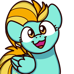 Size: 1000x1000 | Tagged: safe, artist:sugar morning, character:lightning dust, species:pegasus, species:pony, bust, cat face, cat smile, cute, dustabetes, female, looking at you, mare, open mouth, simple background, smiling, solo, sugar morning's smiling ponies, transparent background