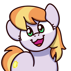 Size: 1000x1000 | Tagged: safe, artist:sugar morning, character:copper top, species:earth pony, species:pony, bust, cat face, cat smile, cute, female, looking at you, mare, open mouth, simple background, smiling, solo, sugar morning's smiling ponies, transparent background
