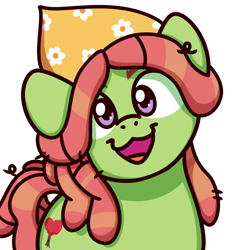 Size: 1000x1000 | Tagged: safe, artist:sugar morning, character:tree hugger, species:earth pony, species:pony, bust, cat face, cat smile, cute, female, huggerbetes, looking at you, mare, open mouth, simple background, smiling, solo, sugar morning's smiling ponies, transparent background