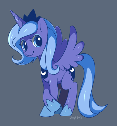 Size: 400x432 | Tagged: safe, artist:jiayi, character:princess luna, species:alicorn, species:pony, animated, blinking, cute, female, gray background, mare, s1 luna, simple background, smiling, solo
