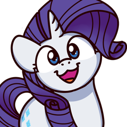 Size: 1000x1000 | Tagged: safe, artist:sugar morning, character:rarity, species:pony, species:unicorn, bust, cat face, cat smile, cute, female, looking at you, mare, open mouth, raribetes, simple background, smiling, solo, sugar morning's smiling ponies, transparent background