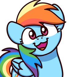 Size: 1000x1000 | Tagged: safe, artist:sugar morning, character:rainbow dash, species:pegasus, species:pony, bust, cat face, cat smile, cute, dashabetes, female, looking at you, mare, open mouth, simple background, smiling, solo, sugar morning's smiling ponies, transparent background
