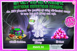 Size: 1036x684 | Tagged: safe, gameloft, idw, official, character:queen cleopatrot, advertisement, costs real money, gem, idw showified, mummy