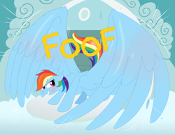 Size: 2160x1680 | Tagged: safe, artist:necrofeline, character:rainbow dash, species:pegasus, species:pony, series:faulty supplement, big wings, comic, dialogue, female, growth, impossibly large wings, mare, oversized wings, sequence, solo, wings