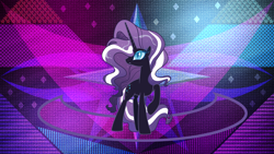 Size: 3840x2160 | Tagged: safe, artist:jeatz-axl, artist:laszlvfx, edit, idw, character:nightmare rarity, character:rarity, species:pony, species:unicorn, abstract background, female, idw showified, mare, solo, wallpaper, wallpaper edit