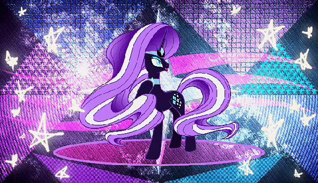 Size: 640x368 | Tagged: safe, artist:90sigma, artist:laszlvfx, edit, idw, character:nightmare rarity, character:rarity, species:pony, species:unicorn, animated, female, gif, mare, solo, stars, wallpaper, wallpaper edit