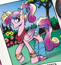 Size: 612x651 | Tagged: safe, idw, character:princess cadance, species:alicorn, species:pony, 80s, bow, female, filly, hair bow, leg warmers, mane bow, neigh anything, tail bow, teen princess cadance, younger