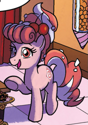 Size: 365x518 | Tagged: safe, artist:tonyfleecs, idw, official comic, species:earth pony, species:pony, cropped, female, from the shadows, mare, raised hoof, solo