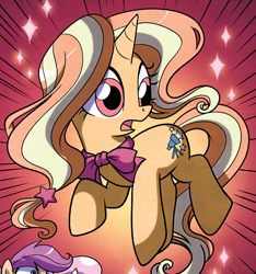 Size: 640x683 | Tagged: safe, idw, character:scootaloo, character:sweetie belle, species:pegasus, species:pony, species:unicorn, cutie mark, cutiespark, female, filly, gilded lily, solo focus