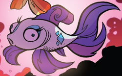 Size: 432x268 | Tagged: safe, idw, character:rarity, cropped, fish, fishified, goldfish, rarifish, species swap