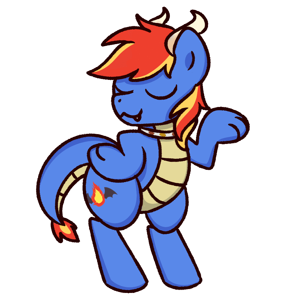 Size: 1000x1000 | Tagged: safe, artist:sugar morning, oc, oc only, oc:draco flames, species:dracony, species:dragon, species:pony, animated, dancing, frame by frame, gif, hip sway, hybrid, loop, solo, tail wag