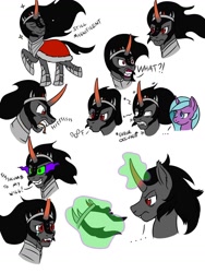 Size: 774x1032 | Tagged: safe, artist:redahfuhrerking, idw, character:king sombra, character:radiant hope, species:pony, species:umbrum, i can't believe it's not idw, male, sideburns, sketch, sombra eyes