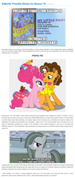Size: 853x2010 | Tagged: safe, idw, official comic, character:cheese sandwich, character:marble pie, character:pinkie pie, equestria daily, author:flaregun45, cropped, editorial, episode idea, hope, season 10, sethisto