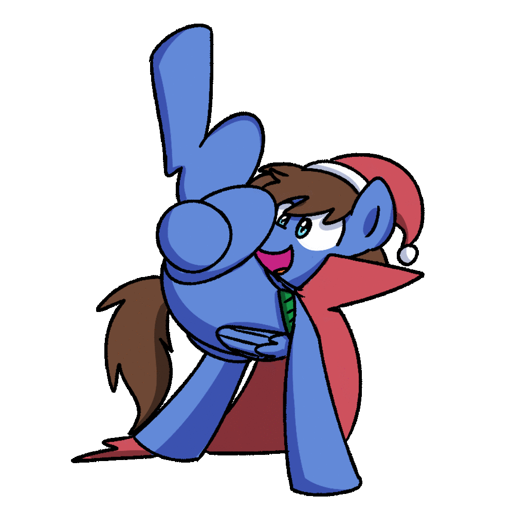 Size: 1000x1000 | Tagged: safe, artist:sugar morning, oc, oc only, oc:bizarre song, species:pegasus, species:pony, animated, breakdancing, cape, christmas, clothing, dancing, frame by frame, gif, happy, hat, holiday, jewelry, loop, male, necklace, santa hat, simple background, solo, stallion, transparent background