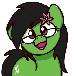 Size: 1000x1000 | Tagged: safe, artist:sugar morning, oc, oc:prickly pears, species:pony, cute, flower, flower in hair, glasses, looking at you, mole, simple background, solo, sugar morning's smiling ponies, transparent background