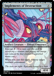Size: 375x523 | Tagged: safe, artist:kate sherron, edit, idw, character:zephyr breeze, ccg, eyes do not belong there, hair bun, hair curlers, hairclip, magic the gathering, scissors, trading card, trading card edit