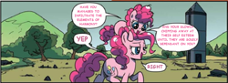 Size: 972x352 | Tagged: safe, artist:pencils, edit, idw, character:pinkie pie, comic, misspelling of you're, self ponidox, text edit