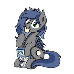 Size: 2000x2000 | Tagged: no source, safe, artist:sugar morning, oc, oc only, oc:eclipse penumbra, species:bat pony, species:pony, adorable face, adorkable, bat pony oc, bat wings, cute, cute little fangs, cutie mark, dork, ear fluff, eating, fangs, female, food, green eyes, happy, looking at you, marshmallow, mouth hold, simple background, sitting, slit pupils, smiley face, smiling, solo, transparent background, wings