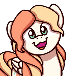 Size: 1000x1000 | Tagged: safe, artist:sugar morning, oc, oc only, oc:apricot drift, species:pegasus, species:pony, apricot, freckles, simple background, smiley face, solo, sugar morning's smiling ponies, transparent background