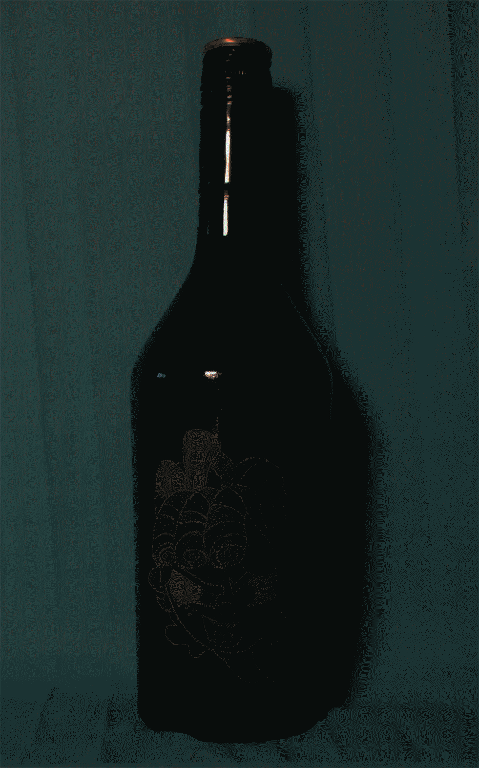 Size: 935x1500 | Tagged: safe, artist:malte279, character:cozy glow, animated, baileys, bottle, craft, gif, glass engraving, light and dark