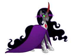 Size: 2048x1536 | Tagged: safe, artist:melspyrose, idw, species:pony, species:umbrum, species:unicorn, curved horn, female, horn, mare, ponified, rabia, simple background, sombra eyes, species swap, story in the source, transparent background