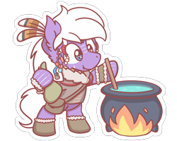 Size: 2560x2048 | Tagged: source needed, safe, artist:sugar morning, oc, oc only, oc:calla blossom, species:bat pony, brew, cauldron, fire, male, potion, simple background, solo, transparent background, tribal