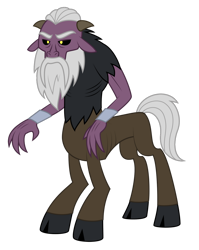 Size: 1280x1608 | Tagged: safe, artist:aleximusprime, idw, species:centaur, beard, cloven hooves, elderly, facial hair, fiendship is magic, flurry heart's story, horns, hunched over, male, old, sendak the elder, simple background, small horns, solo, thin, transparent background, wrist cuffs