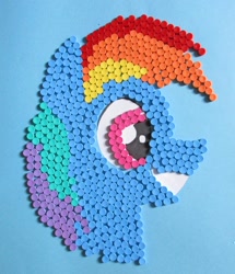 Size: 1024x1190 | Tagged: safe, alternate version, artist:malte279, character:rainbow dash, species:pony, craft, diabetes, mosaic, plastic, wip