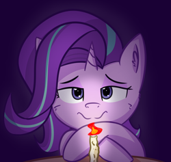 Size: 1692x1604 | Tagged: safe, artist:artiks, character:starlight glimmer, species:pony, species:unicorn, bronybait, candle, female, solo, waifu dinner