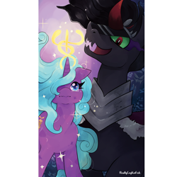 Size: 1800x1800 | Tagged: safe, artist:reallycoykoifish, idw, character:king sombra, character:radiant hope, species:pony, species:unicorn, ship:hopebra, couple, female, male, mare, shipping, stallion, straight
