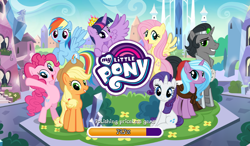Size: 1024x600 | Tagged: safe, gameloft, idw, character:applejack, character:fluttershy, character:king sombra, character:pinkie pie, character:radiant hope, character:rainbow dash, character:rarity, character:twilight sparkle, character:twilight sparkle (alicorn), species:alicorn, species:pony, crystal empire, mane six, new crown, reformed sombra