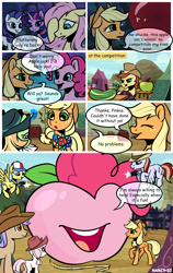 Size: 1450x2300 | Tagged: safe, artist:nancy-05, idw, character:applejack, character:pinkie pie, character:rarity, character:twilight sparkle, episode:bats!, g4, my little pony: friendship is magic, alternate ending, apple pinkie, comic, food, good end, implied transformation, species swap