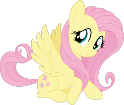 Size: 7073x6000 | Tagged: safe, artist:pink1ejack, kotobukiya, character:fluttershy, species:pegasus, species:pony, absurd resolution, cute, female, kotobukiya fluttershy, looking at you, mare, shyabetes, simple background, sitting, smiling, solo, spread wings, three quarter view, transparent background, vector, wings