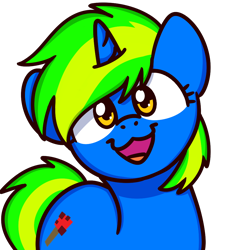 Size: 1000x1000 | Tagged: safe, artist:sugar morning, oc, oc only, oc:speed, species:pony, species:unicorn, cute, female, looking at you, mare, profile picture, simple background, solo, sugar morning's smiling ponies, transparent background