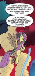Size: 324x705 | Tagged: safe, idw, official comic, character:fluttershy, species:pegasus, species:pony, butt, comic, dialogue, female, flying, mare, plot, poison ivyshy, ponies of dark water, rear view, speech bubble, spread wings, wings