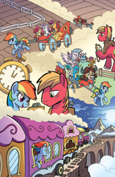 Size: 994x1528 | Tagged: safe, artist:tonyfleecs, idw, character:apple bloom, character:big mcintosh, character:gallus, character:ocellus, character:rainbow dash, character:sandbar, character:scootaloo, character:silverstream, character:smolder, character:sweetie belle, character:yona, species:pegasus, species:pony, cutie mark crusaders, montage, preview, student six, train, training montage