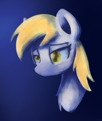 Size: 374x446 | Tagged: safe, artist:sugar morning, character:derpy hooves, species:pony, bust, doodle, gradient background, portrait, sad, sketch, solo