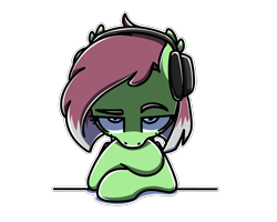 Size: 2560x2048 | Tagged: safe, artist:sugar morning, oc, oc only, oc:watermelon success, species:pony, bust, commission, female, headphones, looking at you, mare, menacing, portrait, simple background, solo, transparent background