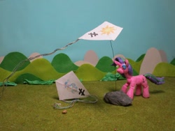 Size: 1024x768 | Tagged: safe, alternate version, artist:malte279, character:princess celestia, character:starlight glimmer, craft, inequality sign, kite, kite flying, kites, sculpture, starch foam