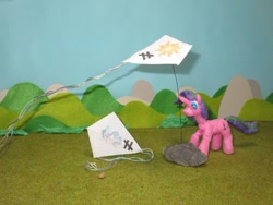 Size: 1024x769 | Tagged: safe, alternate version, artist:malte279, character:princess celestia, character:starlight glimmer, craft, inequality sign, kite, kite flying, kites, sculpture, starch foam