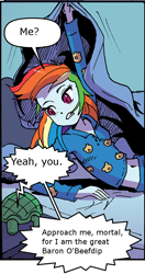 Size: 594x1124 | Tagged: safe, artist:pencils, edit, idw, character:rainbow dash, my little pony:equestria girls, belly button, clothing, cropped, ed edd n eddy, midriff, once bitten twice ed, pajamas, solo