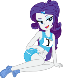 Size: 1920x2372 | Tagged: safe, artist:pink1ejack, idw, character:rarity, my little pony:equestria girls, absurd resolution, belly button, clothing, cute, midriff, raribetes, sexy, shoes, shorts, simple background, sleeveless, sneakers, solo, sports bra, sports shorts, transparent background, vector