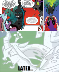 Size: 663x807 | Tagged: safe, edit, edited screencap, idw, screencap, character:king sombra, character:queen chrysalis, character:radiant hope, species:changeling, species:pony, species:umbrum, species:unicorn, episode:the ending of the end, g4, my little pony: friendship is magic, changeling queen, female, magic, male, petrification, siege of the crystal empire