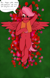 Size: 2025x3150 | Tagged: safe, artist:skydreams, oc, species:pegasus, species:pony, awkward, both cutie marks, clothing, commission, crossed legs, glasses, grass, lying down, male, pegasus oc, petals, rose petals, soda, spread wings, stallion, vest, wings