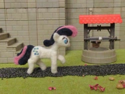Size: 1024x769 | Tagged: safe, artist:malte279, character:bon bon, character:sweetie drops, species:earth pony, species:pony, craft, cutie mark, felt, felting, needle felted, playmobil, plushie, stairs, well