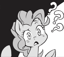 Size: 663x588 | Tagged: safe, seven seas, character:pinkie pie, species:earth pony, species:pony, my little pony: the manga, black and white, female, grayscale, mare, monochrome, my little pony: the manga volume 2, solo